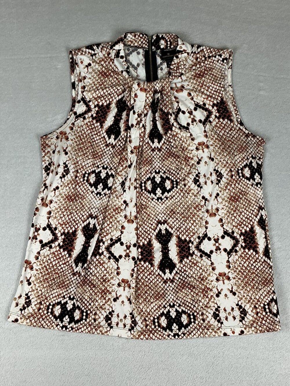 Worthington Women's Stretch Sleeveless Snakeskin Top Blouse Size XL.